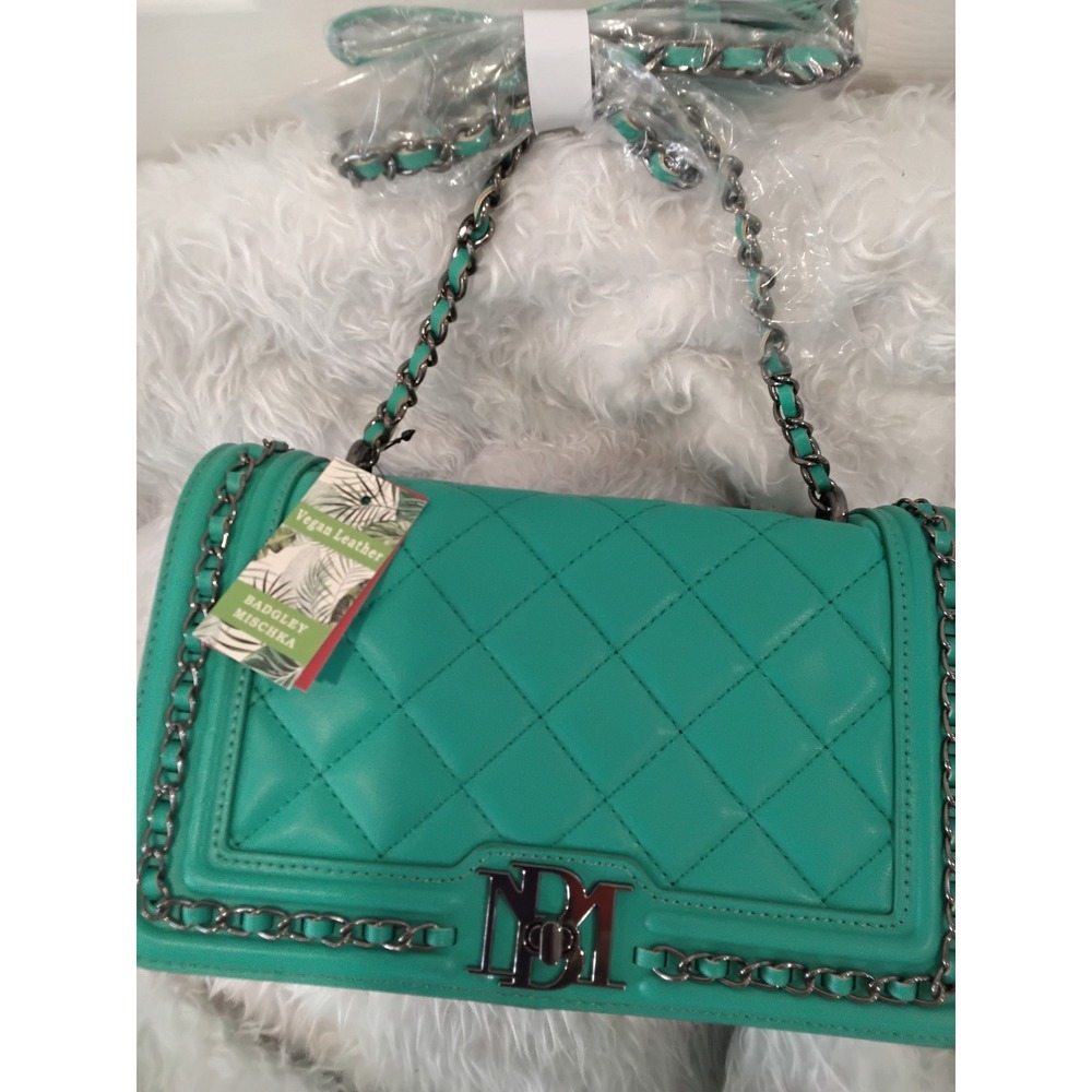 Badgley‎ Mischka Teal Quilted Vegan Leather Crossbody Shoulder Bag BM-4112 NEW